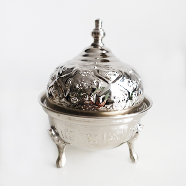 Handmade authentic Moroccan tray with lid, small
