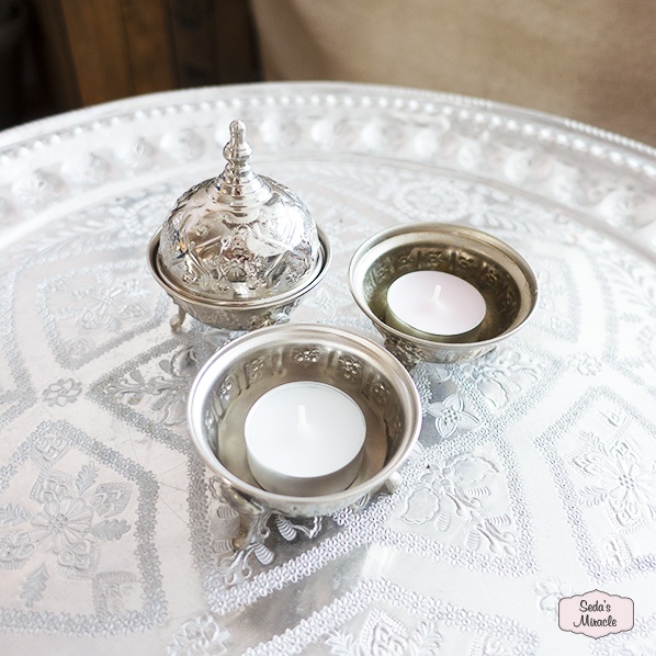 Authentic Moroccan tray with lid with tea lights Authentic Moroccan tray with lid with tea lights