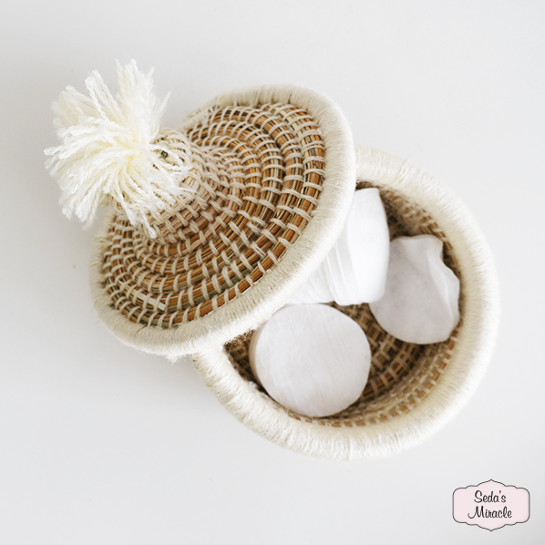 Handmade Moroccan bijoux basket white, small Handmade Moroccan bijoux basket white, small