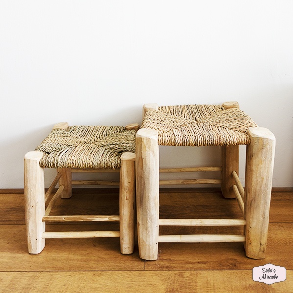 Handmade Moroccan seagrass stools, small and medium Handmade Moroccan seagrass stools, small and medium
