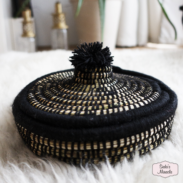 Handmade Moroccan Jewelery basket black, small