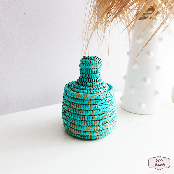 Afrikaans bijoux mandje, turquoise, small