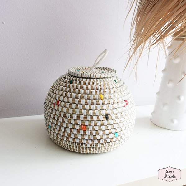 Afrikaanse Hebbouna mand, wit met gekleurde stippen