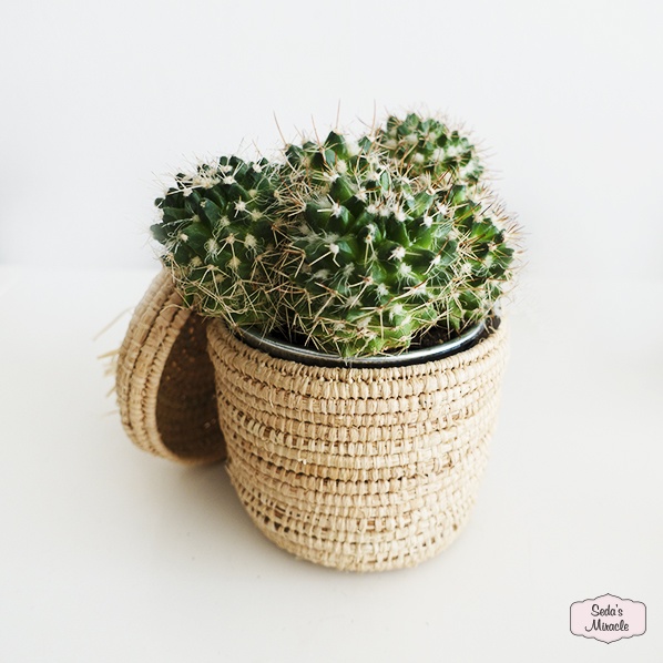 Handmade Moroccan raffia basket, small Handmade Moroccan raffia basket, small