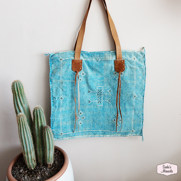 Marokkaanse Zahra tas, turquoise, large