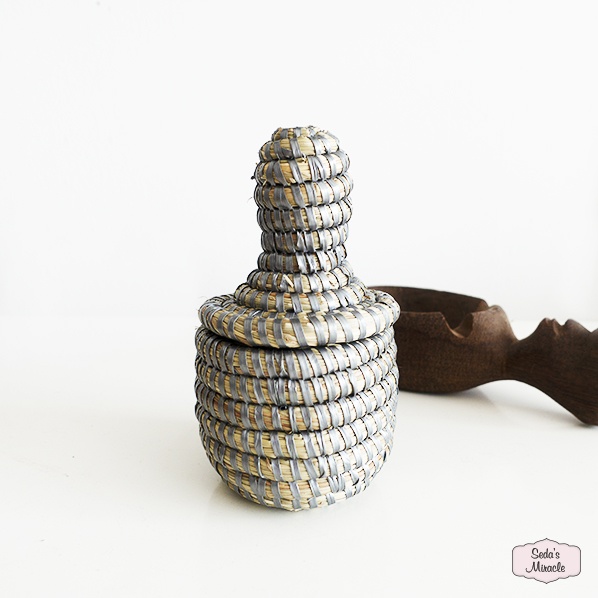 Handgemachter afrikanischer Bijoux-Korb Silber, xsmall