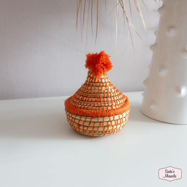 Marokkaans Berber tajine mandje, oranje, small