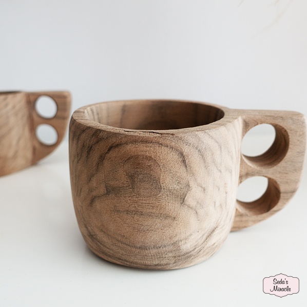 Marokkaans houten Aata beker van walnoot hout