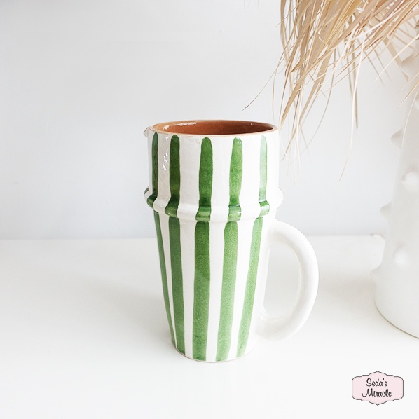 Marokkaans karaf, groen wit, large