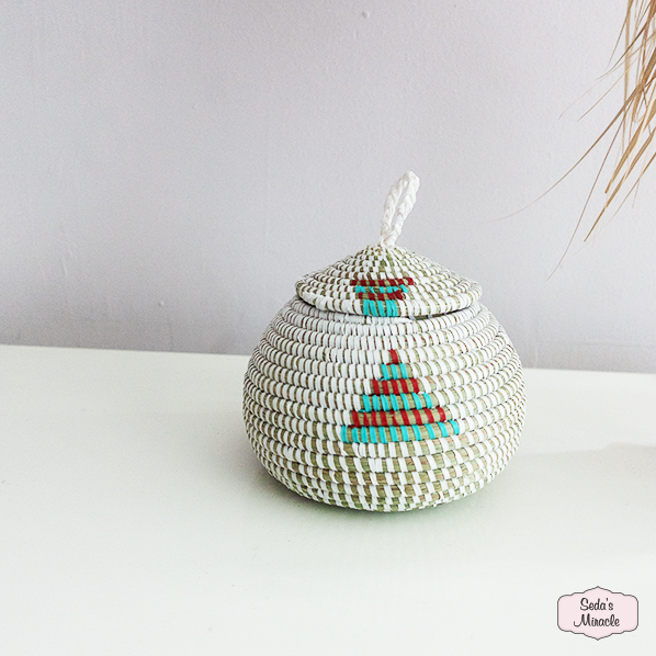 Afrikaanse Sanaa mand, wit turquoise rood