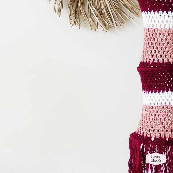 handgemaakte-marokkaanse-ismat-lamp-van-wol-oudroze-wit-rood-detail Marokkaanse Ismat lamp, roze wit rood