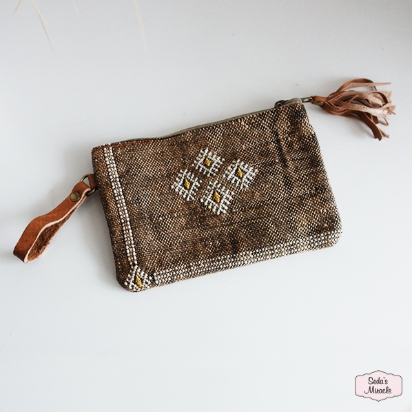 Marokkaanse Zahra portemonnee / clutch / make-up tas, bruin