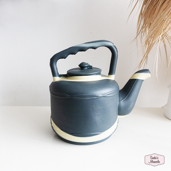 Afrikaanse gieter, blauw geel, theepot