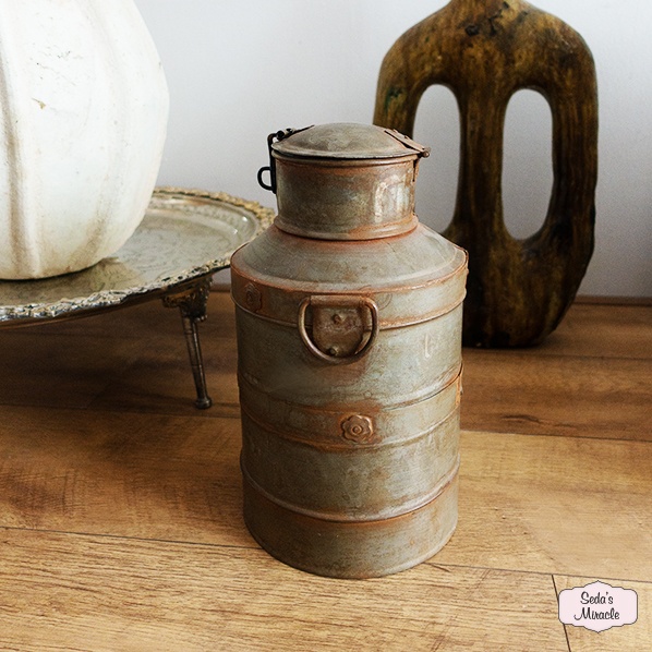 Vintage milk can, handmade in India