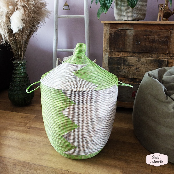Afrikaanse wasmand wit groen, medium large