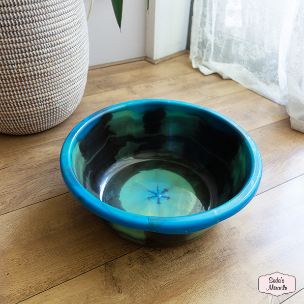 Afrikaanse teil rond, turquoise groen bruin, medium