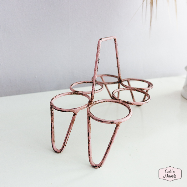 Vintage glazenrekje / houder, roze