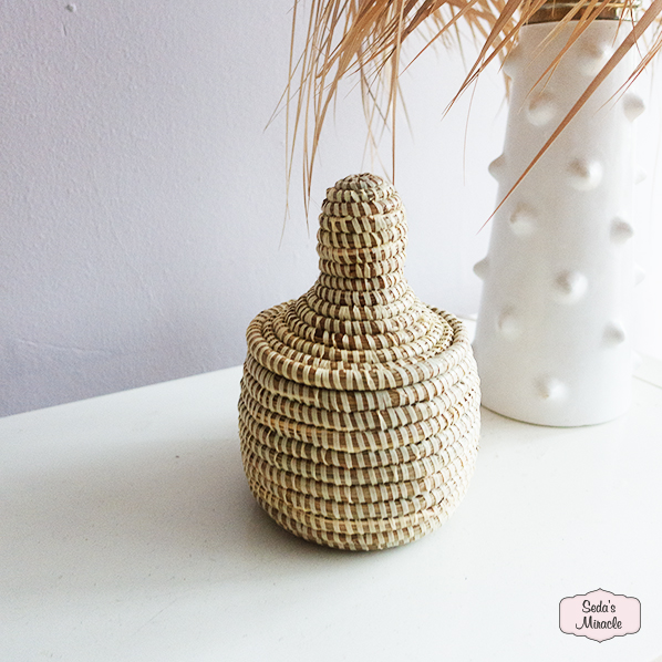 Afrikaans bijoux mandje, creme, small