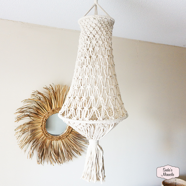 Macramé Azra lamp, wit