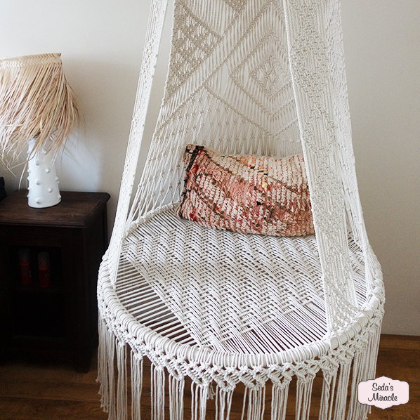 Macramé Elaya hangstoel, wit Macramé Elaya hangstoel, wit