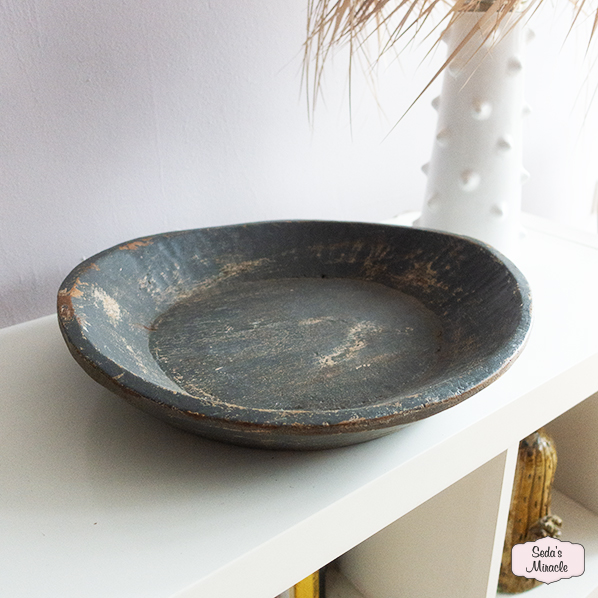 Vintage houten schaal, grijs