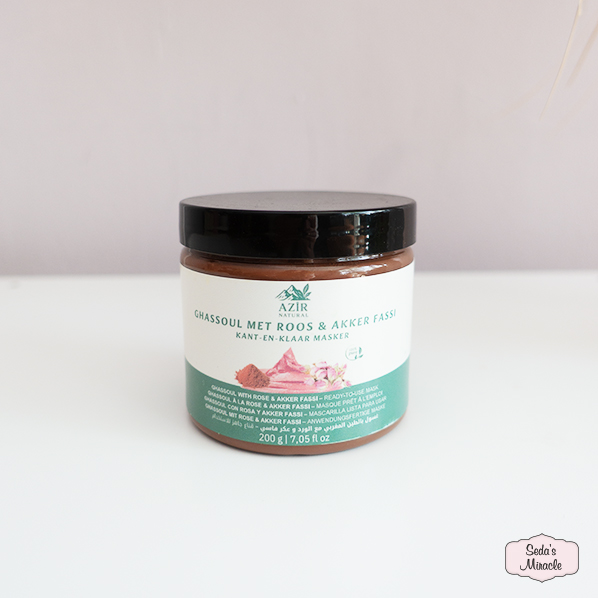 Natuurlijk Marokkaans ghassoul masker met rozen en aker fassi